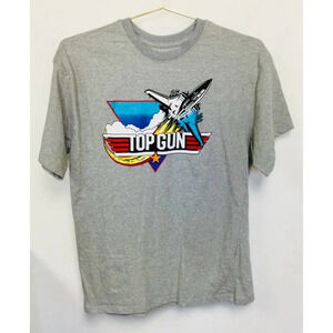 Vintage Men's Unbranded T-Shirt Top Gun L Gray Blue‎